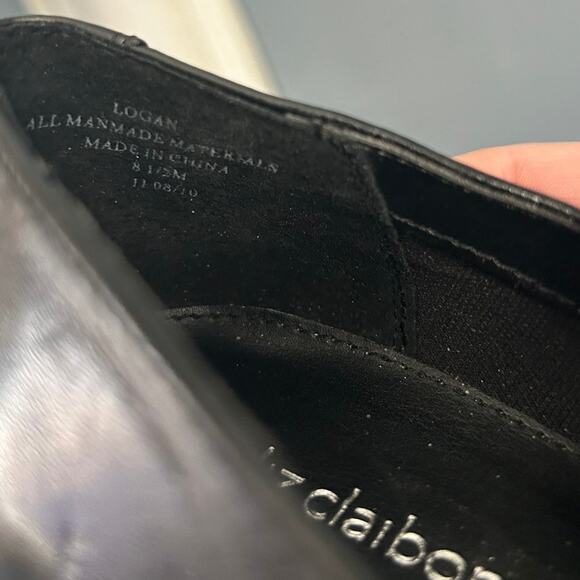 Liz Claiborne VINTAGE Logan Heel Womens 8.5M Black Vegan Leather Square Toe NEW - Picture 6 of 6